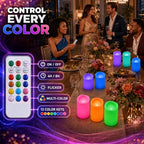 Enido Flameless Candles, Color Changing LED Candles(D: 3" x H: 4" 5" 6") Battery Operated Outdoor Waterpoof Candles Plastic Pack of 9 Flameless Pillar Candles - Image 4