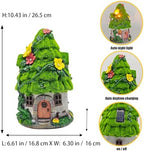 COWOS Solar Powered Mossy Fairy Cottage with LED Lights - Resin Miniature Garden House, Waterproof Outdoor Statue for Patio, Yard, Lawn, Gift for Garden Lovers & Kids - Image 2