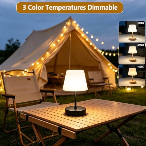 Rechargeable Table Lamp, Cordless Shower Lamp Waterproof- Black - Image 4
