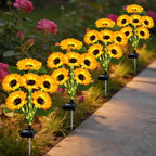 Solar Lights Outdoor 4 Pack 24 Solar Sunflower Flowers Lights Garden Decor - Image 6