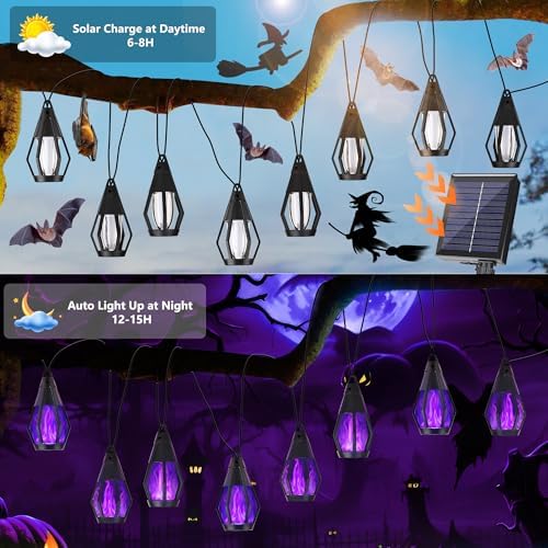 Solar String Lights for Outside, 33Ft Solar Patio Light with 15 Flickering - Image 3