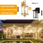 18” Gold Light Fixtures Outdoor Brass Porch Lights - Image 3