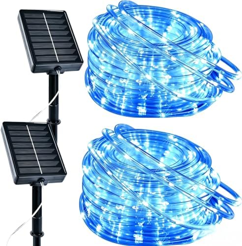 MERRIMAX M Solar Rope Lights Outdoor, 2 Packs 144FT 400LED, Blue by MERRIMAX+M