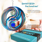 FONMY Mandala Wind Spinner w/Crystal Ball-Fengshui 3D Stainless Steel Hanging Spinners Worth Gift Christmas Decoration Indoor/Outdoor Garden Décor Kinetic Yard Art 12 Inches Wind Sculpture - Image 2