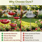 3 PCS Metal Bird Bath with Flower Garden Stakes for Outdoor Yard Patio - Image 7