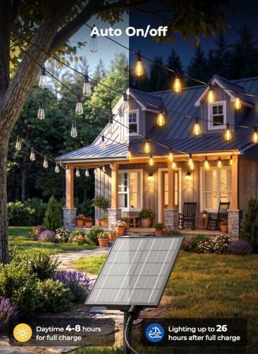 Brightown 108FT Solar String Lights Outdoor, 50+2 Shatterproof LED Lights - Image 2