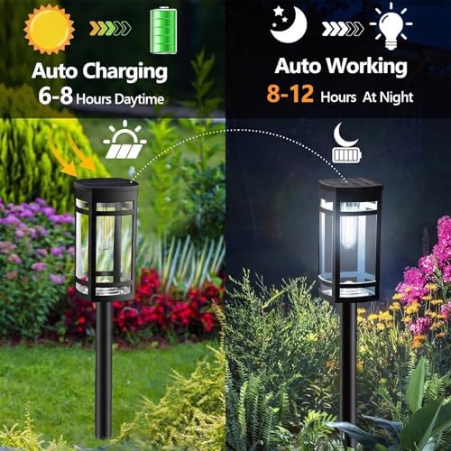 EXCMARK 8 Pack Solar Pathway Lights Outdoor Waterproof, Cool White - Image 5