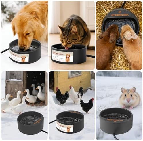 NAMSAN Heated Water Bowl for Outdoor Cats, 2.2L Heated Dog Bowl, Provides Drinkable Water in Winter, Heated Pet Drinker for Chickens Rabbits Birds Bath, Livestock Thermal Watering Trough, Black - Image 2