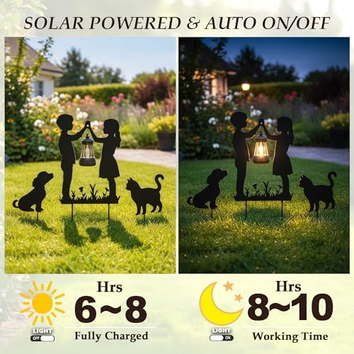 Boy Girl Cat Dog Solar Lights Outdoor Decorative pathway Garden Decor Stake - Image 2