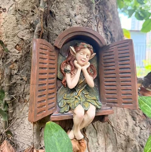 Flower Fairy Statue Tree Face Outside Yard Art Garden Statue Decorations by CoolBoyWelcometovisit