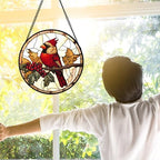Festive Cardinal Berry Stained Glass Window Hanging Suncatcher Gifts 9.8" - Image 4