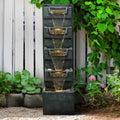 SunJet 39.3inches High Modern Water Fountain – 5-Tier Outdoor/Indoor Water Fountain with Soothing Water Sounds & Warm LED Light, Perfect for Garden, Patio, Home & Office by SunJet