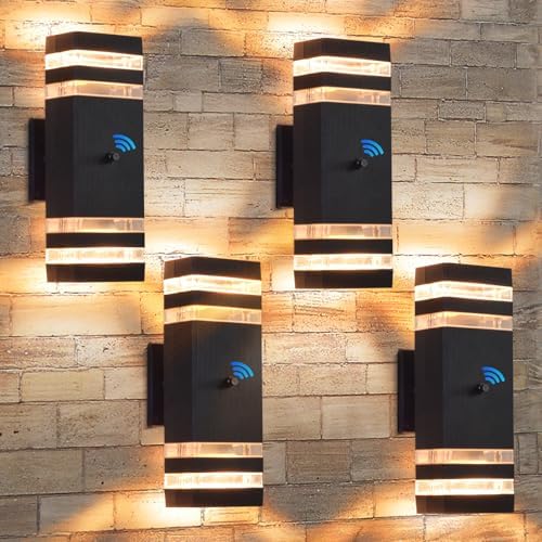 Dusk to Dawn Outdoor Wall Lights, Aluminum Exterior Wall Sconce Lighting, Up and Down Dusk to Dawn Outdoor Wall Sconce, Waterproof Outside Lights for House Porch Patio Garage Garden, 4 Pack by Unknown