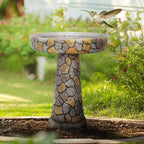 24" H Outdoor Concrete Bird Bath - 24" H * 18.8" Φ Mosaic Stone Design BirdBath Perfect for Adding Interest to Garden, Patio, Backyard, Porch and Deck by Unknown