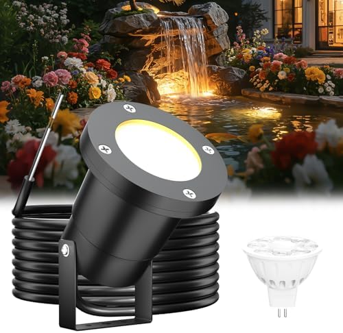 Underwater Pond Lights 12V IP68, Replaceable 5W MR16 Bulb, 1-Pack by NoobibabaUSDirect