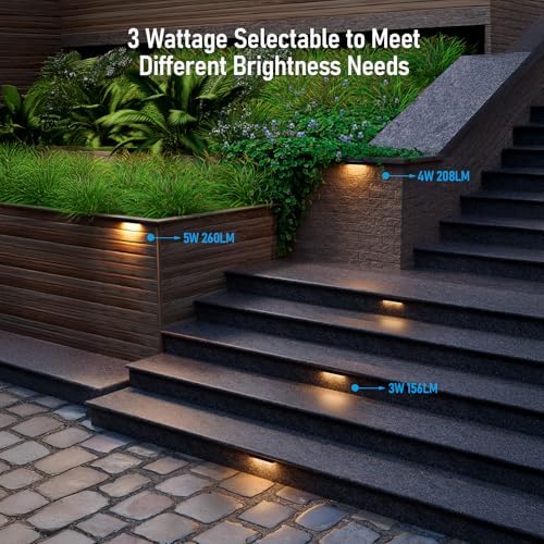 LEONLITE 4-Pack 7 Inch LED Hardscape Lighting, 12-24V AC/DC, 3W/4W/5W Dimmable, 2700K Soft White Bundle 4-Pack 5CCT LED Paver Light 4 x 8 Inch for Pavers, 12-24V Low Voltage, Waterproof IP67 - Image 2
