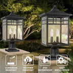 Outdoor Post Light Fixture, 2-Light Large Exterior Pillar Lantern with Black Finish & Seeded Glass, 10 Inch Square Pier Mount Lamp for Garden, Backyard, Courtyard, Patio, Deck, Pathway, Walkway - Image 2