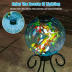 VCUTEKA Solar Gazing Ball, Glass Garden Globes for Outdoor Decor, 10" Swirl - Image 3