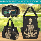 Funny Halloween Garden Tool Bag, Garden Tote Storage Bag with 10 Pockets, Indoor and Outdoor Sugar Skull Goth Gardening Tool Organizer for Women Men - Image 4