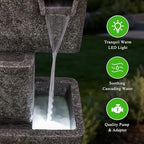 27.6" H Outdoor Modern Water Fountain, Floor Standing Water Feature - Image 4