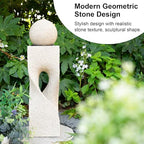 Glitzhome Outdoor Water Fountain, Outdoor Fountain with Pebbles, Pump and LED Light, 36.5" H Polyresin Modern Geometric Pedestal and Sphere Waterfall Fountain Water Feature for Garden, Patio, Yard - Image 3