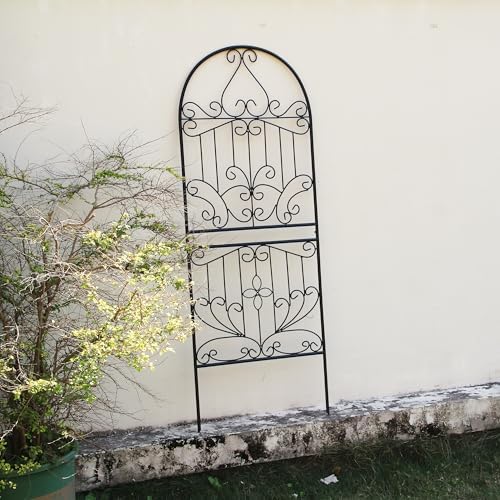 Trellis for Climbing Plants 59" H x 22" W Metal Unique Design Decorative Garden Structure Weather-Resistant Lattice Outdoor Decor Flowers Roses Vine Ivy Clematis Black Coating 1 Pack - Image 6