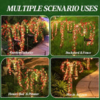 Solar Garden Lights Outdoor Waterproof, 4 Pack Solar Flower Lights Outdoor with Red Eucalyptus Flowers & 2 Lighting Modes, Decorative Solar Lights Outdoor for Yard Patio Lawn Decor, Gifts - Image 6