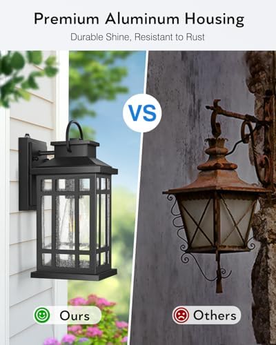 Outdoor Wall Lights Wall Mount, Dusk to Dawn Outdoor Lighting with Tempered Sleed Glass, Anti-Rust Black Outdoor Light Fixture, Modern Outside Porch Lights for House, Patio Exterior Wall Sconce - Image 4