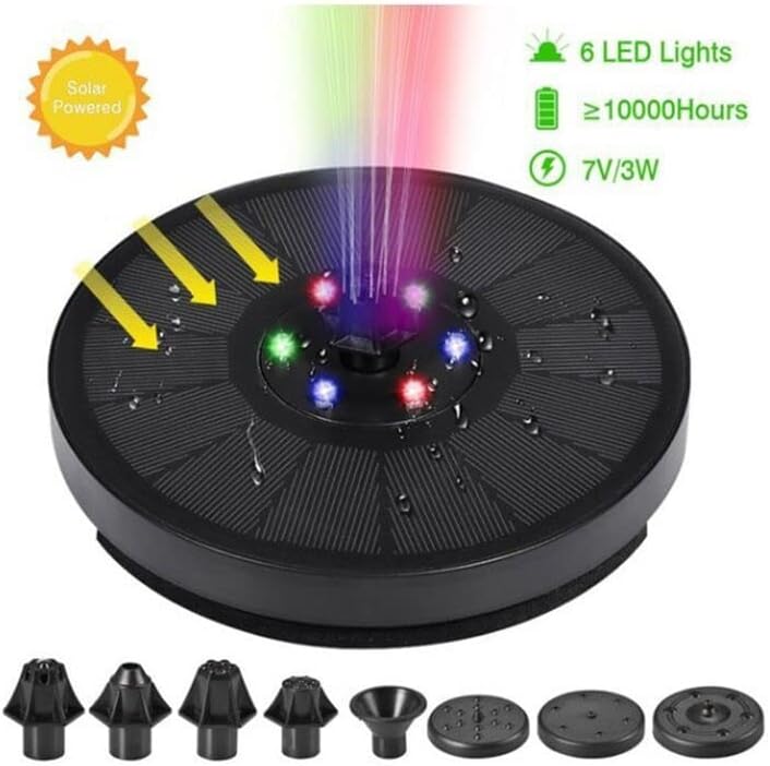 Submersible Sump Pump Floating Solar Fountain Colorful Led Light Garden Fountain Water Pump Garden Decoration Transfer Pump (Color : 6 Led Light) - Image 2