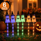 Dazzle Bright Solar Halloween Pathway Lights Outdoor, 6 Pack LED Ghost Stake Lights Waterproof Halloween Decoration, Solar Powered Landscape Light for Walkway Patio Yard Garden Porch Decor - Image 4