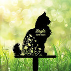 Custom Longhair Cat Memorial Stake, Floral Cat Standing Grave Marker, Personalized Pet Loss Gift Metal Garden Plaque (Floral Cat Standing) - Image 2