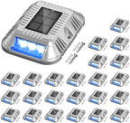 addlon Solar Dock Lights Marine 24 Pack, 2CCT Outdoor Driveway Marker Deck Lights, IP67 Waterproof, Solar Powered Deck Light for Pathway Warning Step Sidewalk Patio, Blue Light & Cool White, FCC by addlon