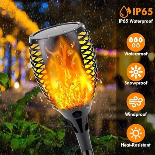 XIHAMA Solar Garden Flame Light - Waterproof Outdoor Solar LED Dancing Flame Torch, Flickering Torch for Garden Decoration, Lawn Path, Yard and Patio Light (4 Pack) - Image 3