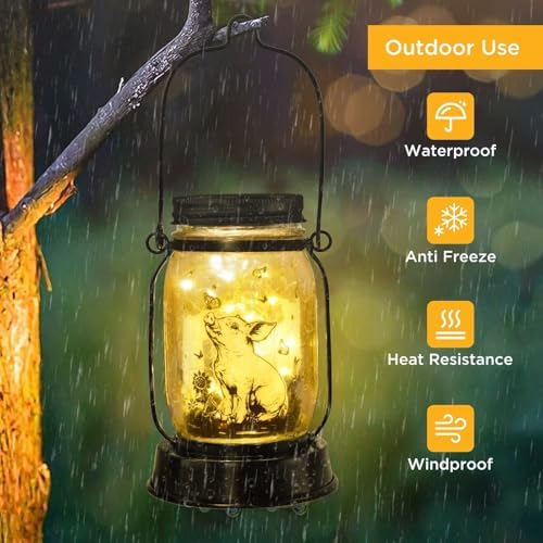 kyoryuger Pig Gifts for Women/Men/Kids Pig Lovers Animal Solar Lantern, Piglet Animal, Solar Garden Decoration, Night Light Room Decor Farm Piglet Present Yard, Patio,Backyard,Porch, Torches - Image 5