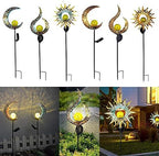 Practical Garden Tools Solar Lights Stake Sun，Sun Moon Flame Night Lighting，Solar LED Flame Light，Waterproof Retro Iron Garden Lawn Lamp，Garden Yard Landscape Decor (Size : 06) - Image 3