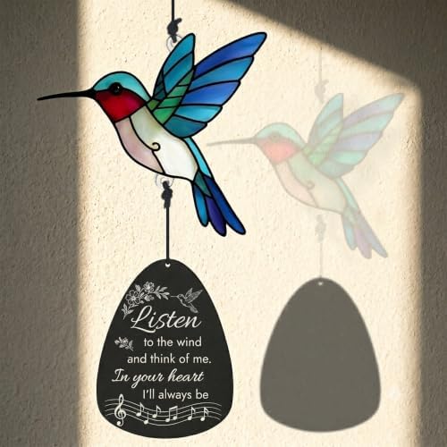 Memorial Wind Chimes for Loss of Loved One, Sympathy Gifts for Loss of Mother/Dad/Husband - Hummingbird Wind Chimes for Outside with Mute Option, Sympathy Wind Chimes 48'' - Image 4