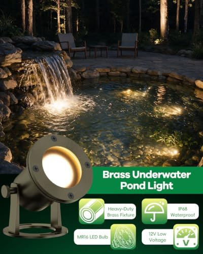 Low Voltage Pond Light, Brass Fountain Light Underwater IP68 - Image 3