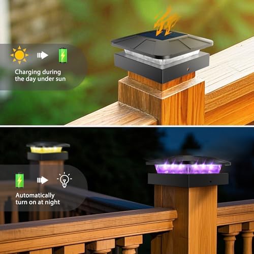 Peasur 6 Packs 4x4 Post Solar Lights RGB Color Changing - Image 6