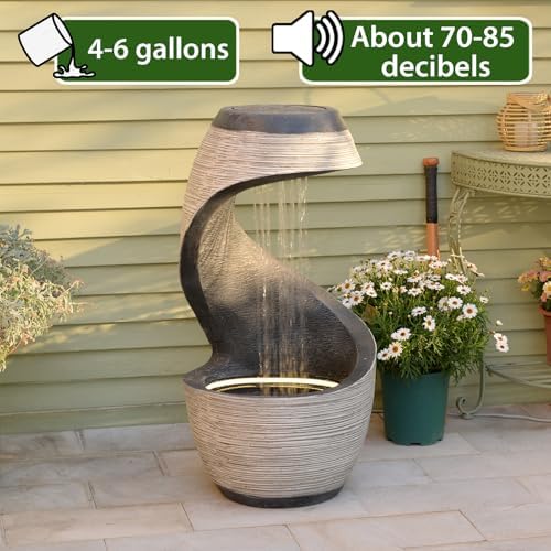 Sunlinua 37" Large S-Shaped Outdoor Water Fountain with Flat Top - Image 3