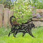 Floral Cat Metal Garden Stake Decorative, Elegant Floral Cutout Design Silhouette Gifts Statues for Yard Art, Outside, Patio, Outdoor Decor, Garden Decorations, Lawn Ornaments - 14" Black - Image 5