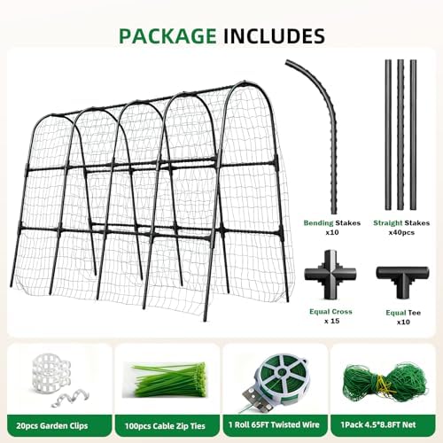 Cucumber Trellis for Raised Bed, U-Shape Garden Arch Metal Support for Climbing Plants, Metal Arch Plant Support Vegetables Trellis, Plant Support for Vine Outdoor(Black, 63*30*47inch(L*W*H)) - Image 6