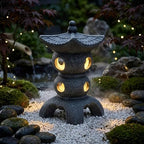 Pagoda Garden Statue - Grey Resin Pagoda Statue with Zen Ambiance, Water-Resistant Outdoor Decor for Patio, Yard, Landscape Garden, Lantern - Image 6