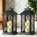 JOIONE Black Decorative Candle Lanterns, 2 Packs 14" Waterproof Porch Decor by JOIONE