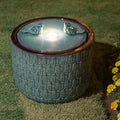 Glitzhome 14.75”H Outdoor Ceramic Water Fountain with LED Light and Pump, Embossed Leaf Pattern Floor Standing Bird Bath Fountain with Two Birds Decor for Patio Porch Deck Backyard, Turquoise by Glitzhome