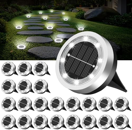 SenLuKit 24 Pack 2.1 inch Mini Solar Ground Lights Outdoor（Cool White） by SenLuKit