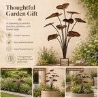 Rustic Metal Lotus Leaf Garden Stake, Outdoor Garden Art Decor - Image 7