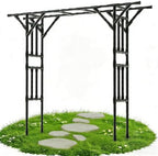 Garden Arch Trellis 106.3"L*106.3"H Sturdy & Rustproof Large Flat Top Arbor by TrellumeGardenHome