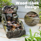 32.5" L Garden Outdoor Water Fountain, Floor Standing Cascading Realistic Tree Trunk Natural Waterfall Outdoor Fountains with LED Lights for Patio, Porch, Home Art Decor - Image 6