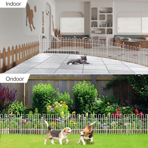 10 Panels No Dig Animal Barrier Fence, 13in(H) x 14ft(L) Garden Edging Border Fencing, Rustproof Metal Decorative Garden Fence, Dog Digging Defense Fencing Barrier for Outdoor, Yard, Patio, White - Image 5