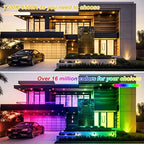 RGB LED Flood Light Outdoor 1000W Equivalent, 100W Bluetooth RGBCW Smart Floodlights 2700K, 16 Million Color Changing, Timing, Music Sync, IP66 Waterproof Landscape Light with US Plug (2 Pack) - Image 6